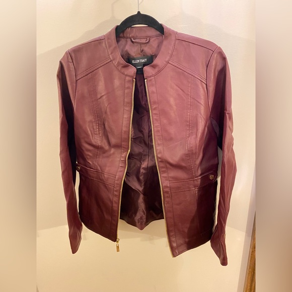 Ellen Tracy Jackets & Blazers - Ellen Tracy Faux Leather Burgundy Jacket
